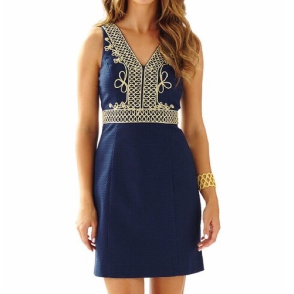 Lilly Pulitzer Navy & Gold Dress